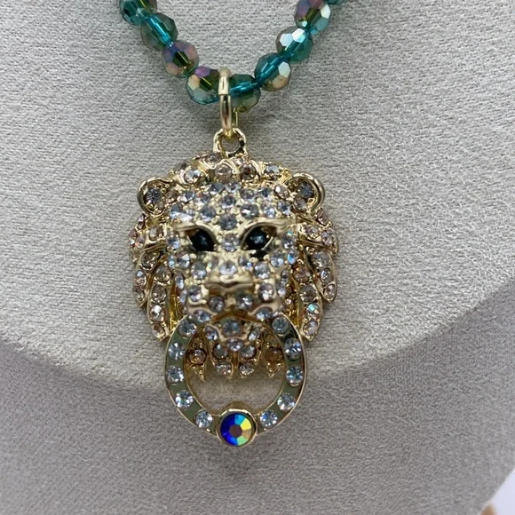Heidi Daus Anniversary Collection 3 Piece Necklace & Earrings Set Lion Palm